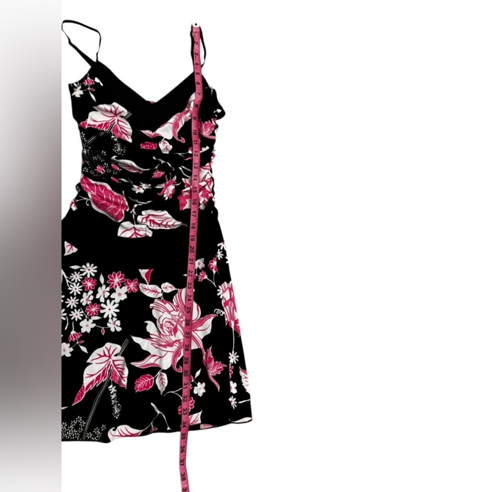 Vintage Rampage Pink Black Floral Mini Dress Stretch Strappy Y2K 90’s - Picture 12 of 13